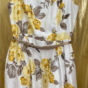 Jessica H Floral Yellow and Brown Dress